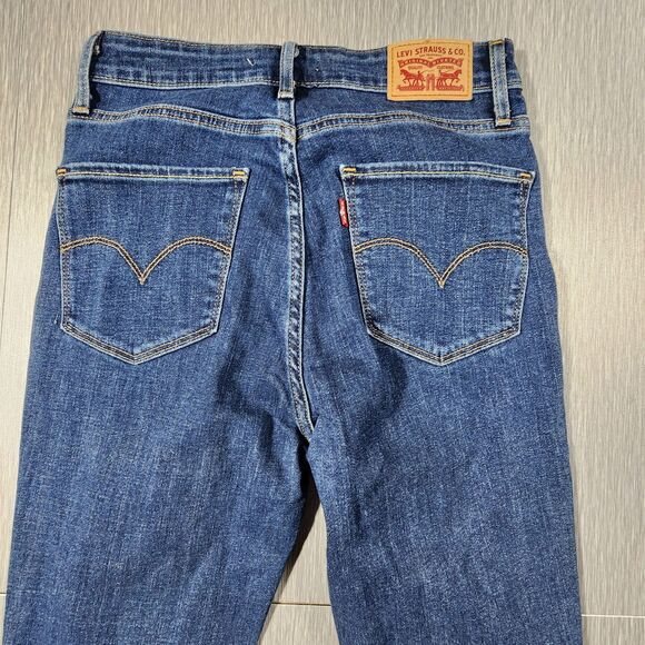 Levi’s 721 High Rise Skinny Stretch Distressed Dark Wash Jeans Womens Size 27 - Picture 8 of 12